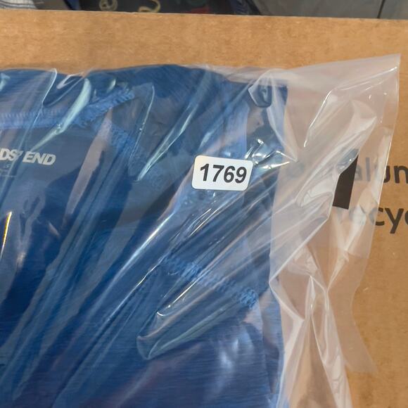 Lands' End Workout Shirt Men Small Blue Moisture Wicking Heathered Quik Dry Jog - Picture 12 of 12